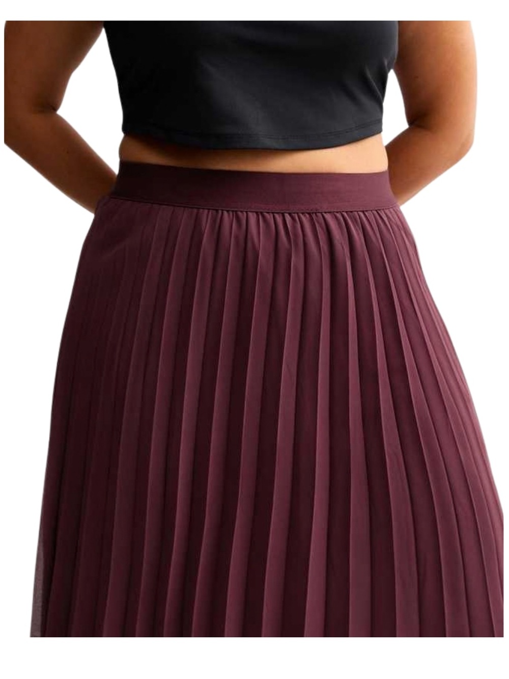 American Apparel Chiffon Pleated Midi Skirt - Burgundy